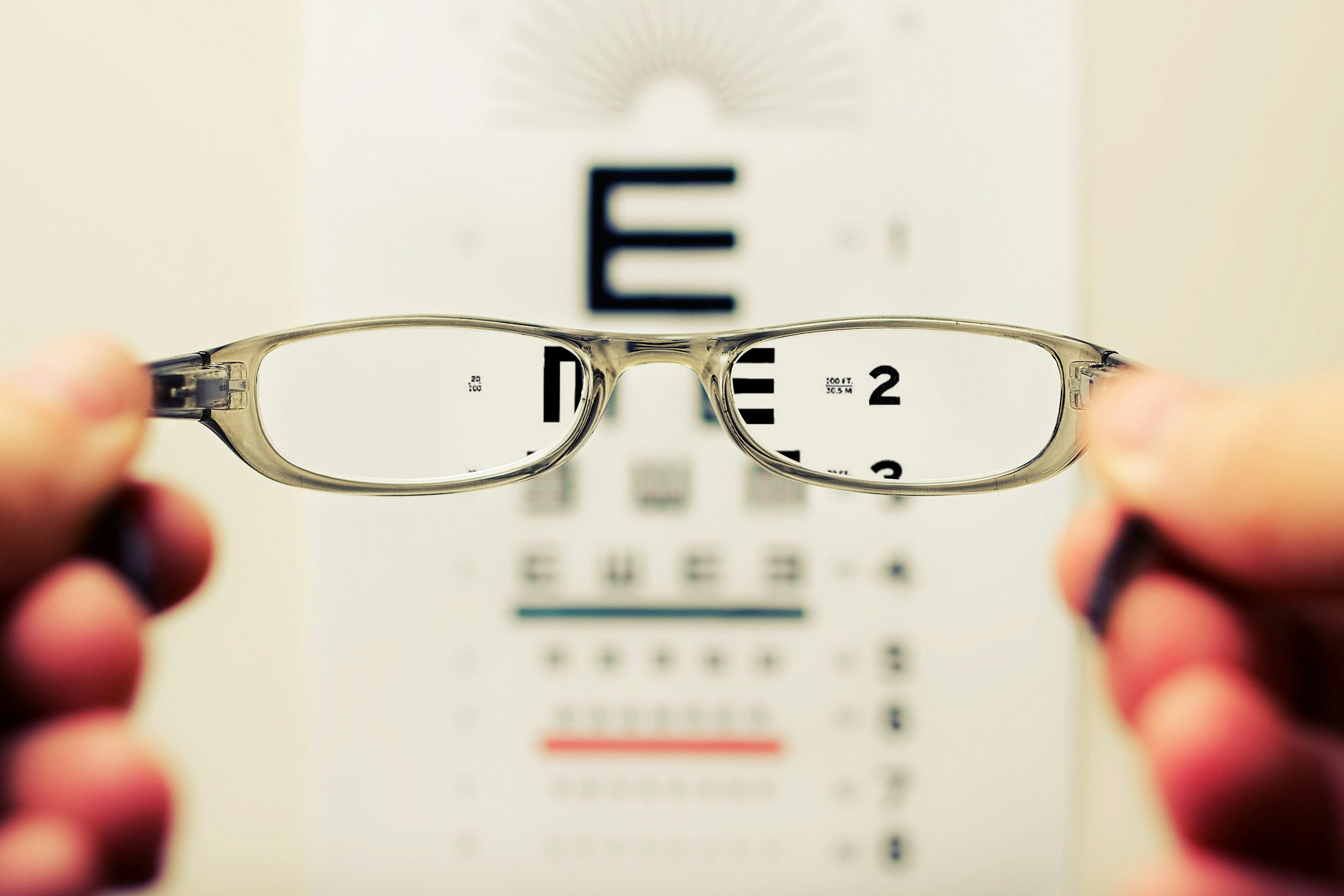 Eye test with glasses